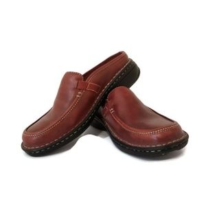 MERRELL TETRA RED BEAN LEATHER MULES SLIDES 6